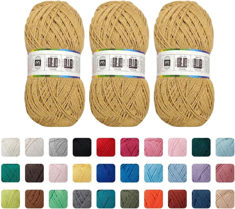 KITHED Cotton Yarn，10.5oz，526yard，3 Pack ，Soft Yarn for Crocheting and Knitting (16 Khaki) - Image 1